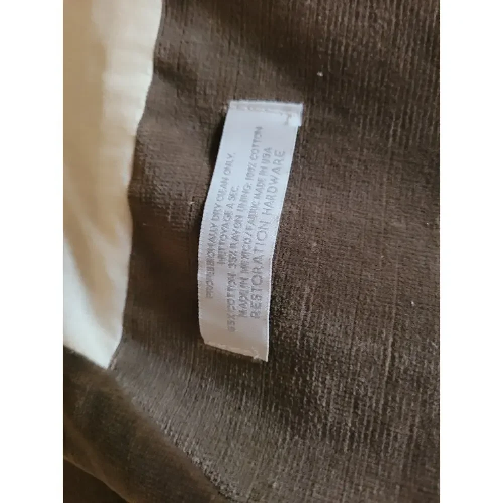 Restoration Hardware Italian Cotton Velvet Solid Green Curtain Panel
